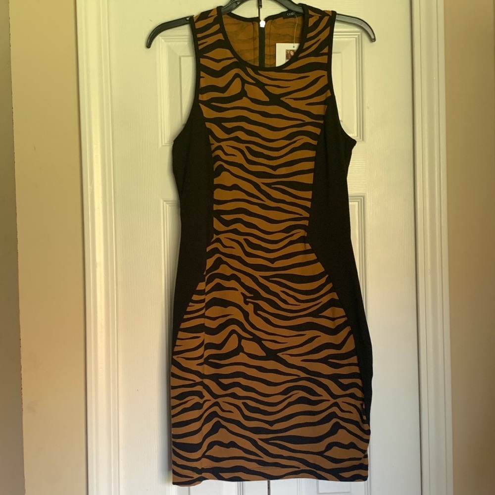 Chiqui Delgado mini zebra print dress black/brown